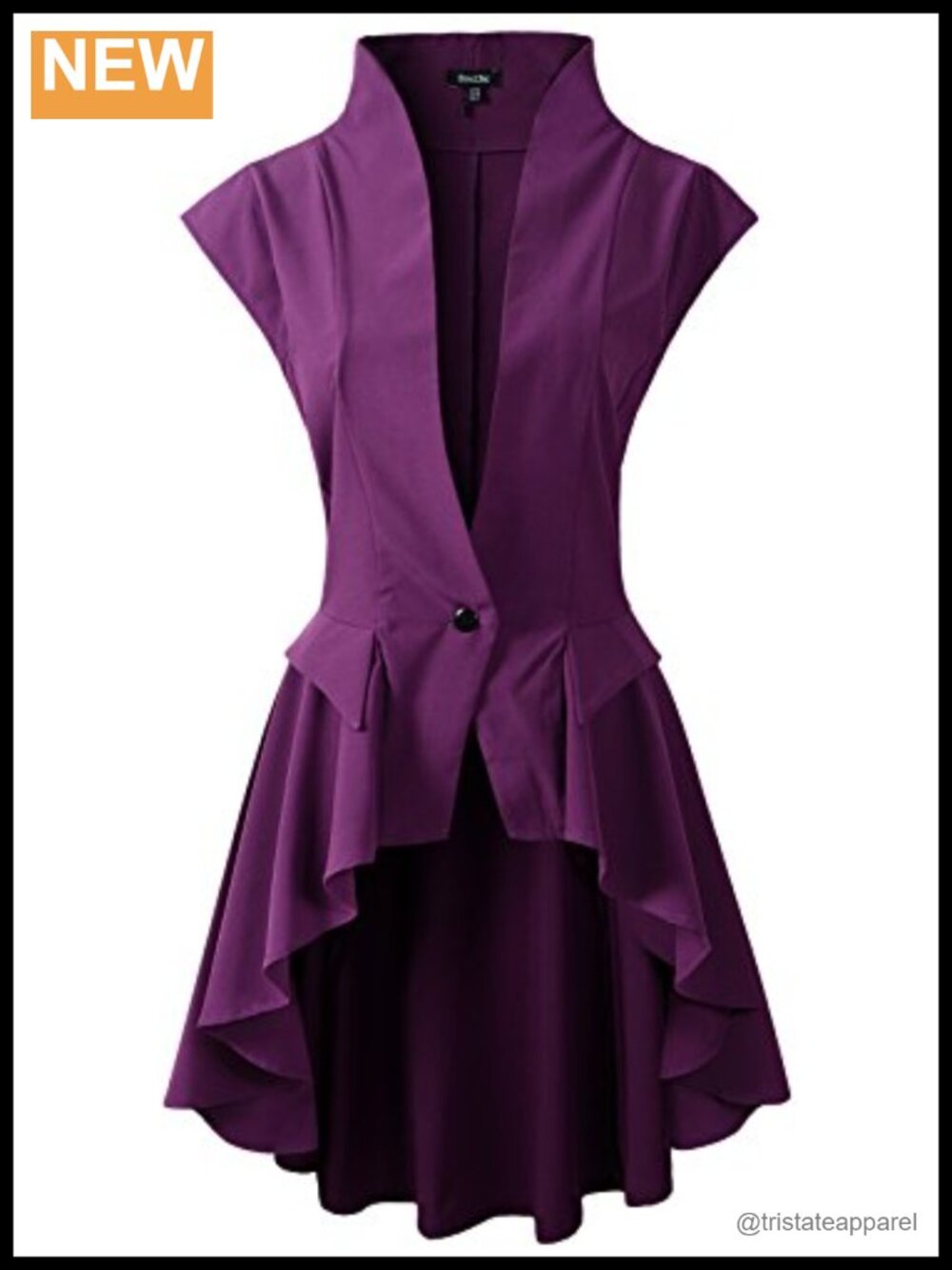 Womens Gothic Steampunk Victorian Long Waterfall Waistcoat Jacket Top